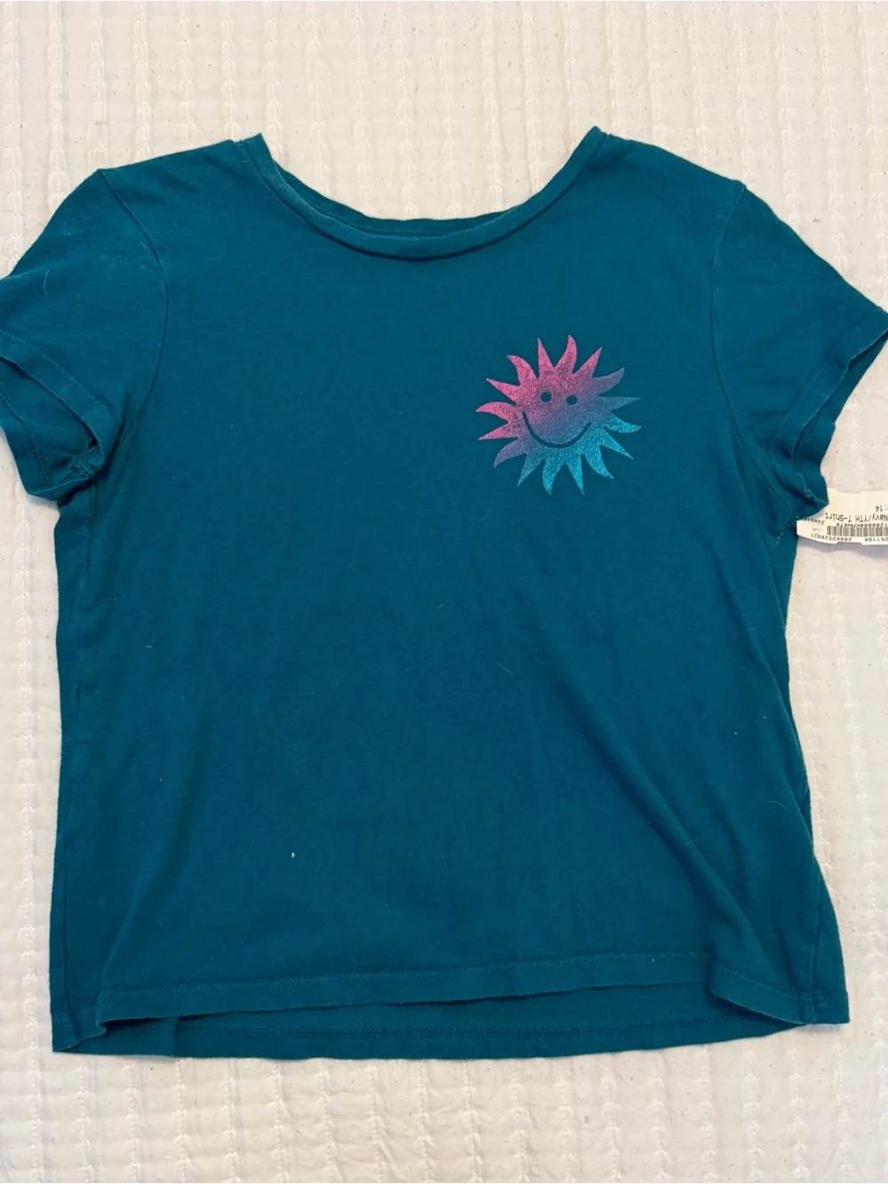Old Navy Kids Teal Short-Sleeve Tee with Pink-to-Blue Sun Graphic